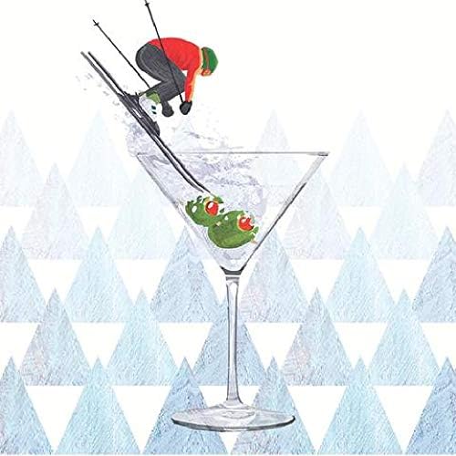 כיף אפרס קוקטייל סקי עם משקאות מפוארים מפיות מגוון | הצרור כולל 60 מפיות נייר בשלושה עיצובים